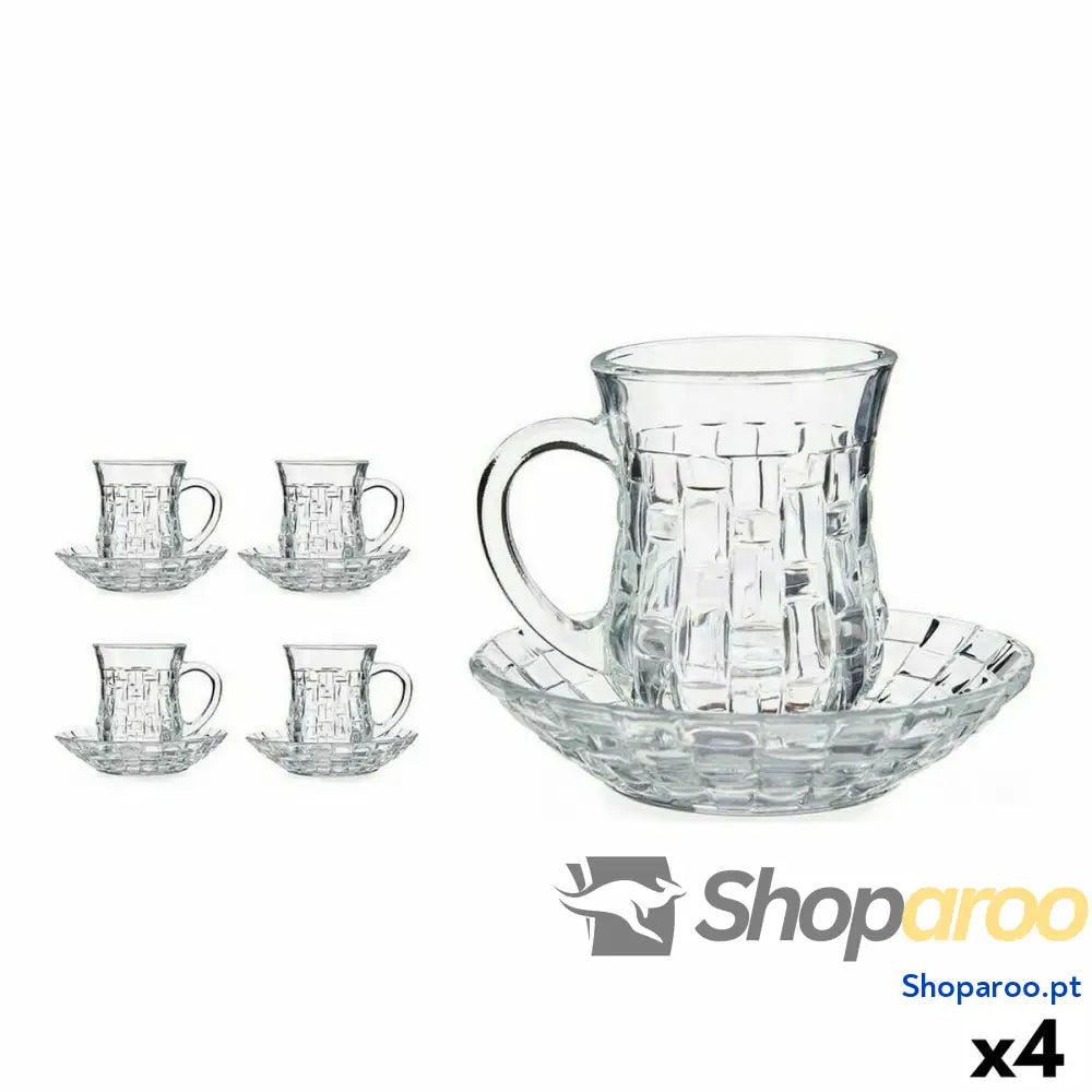 Conjunto de Chávenas com Pratos 125 ml Transparente Vidro (12 x 9 12 cm) (4 Unidades)