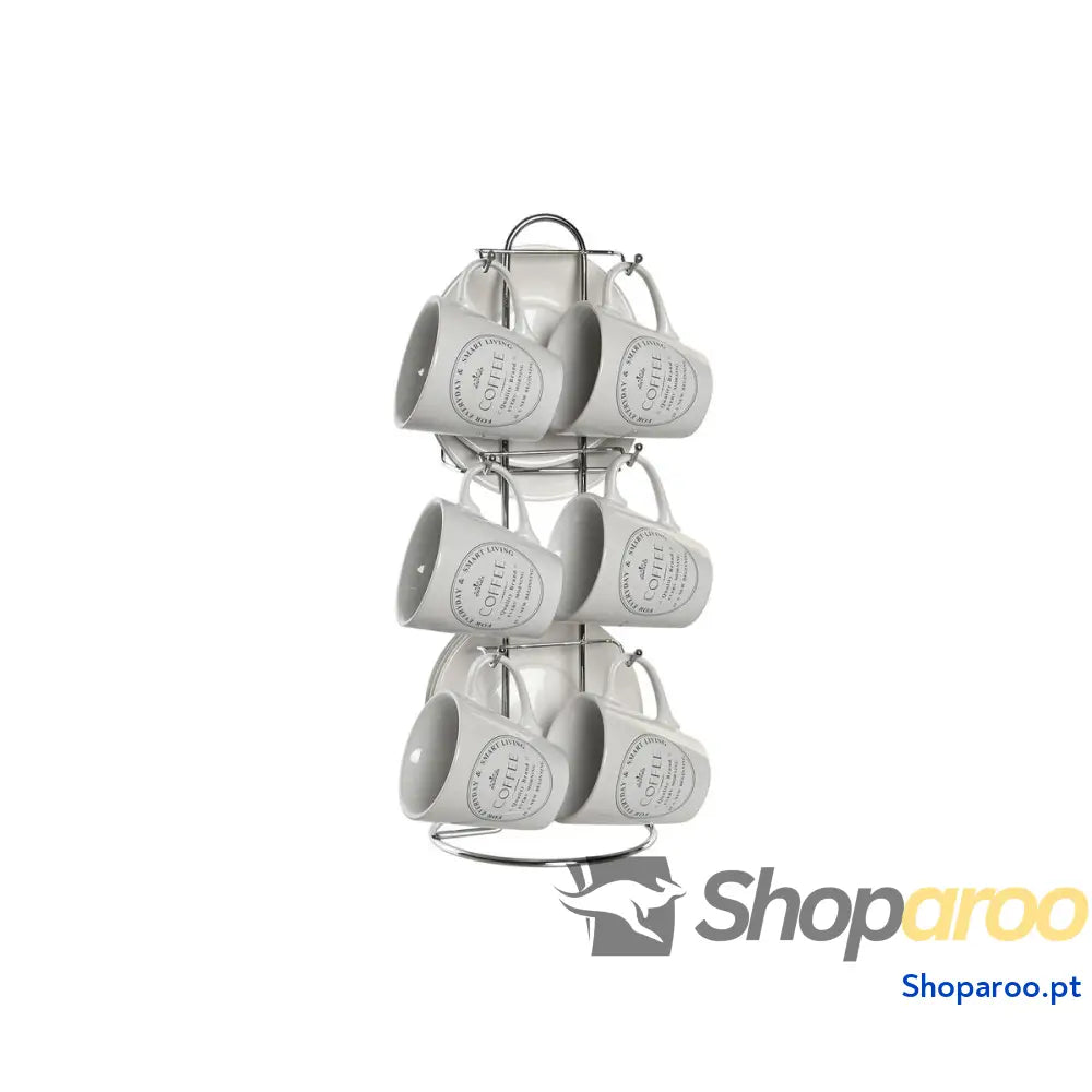 Conjunto de Chávenas com Pratos DKD Home Decor Branco Metal Grés 90 ml 8 x 6 cm 11 2