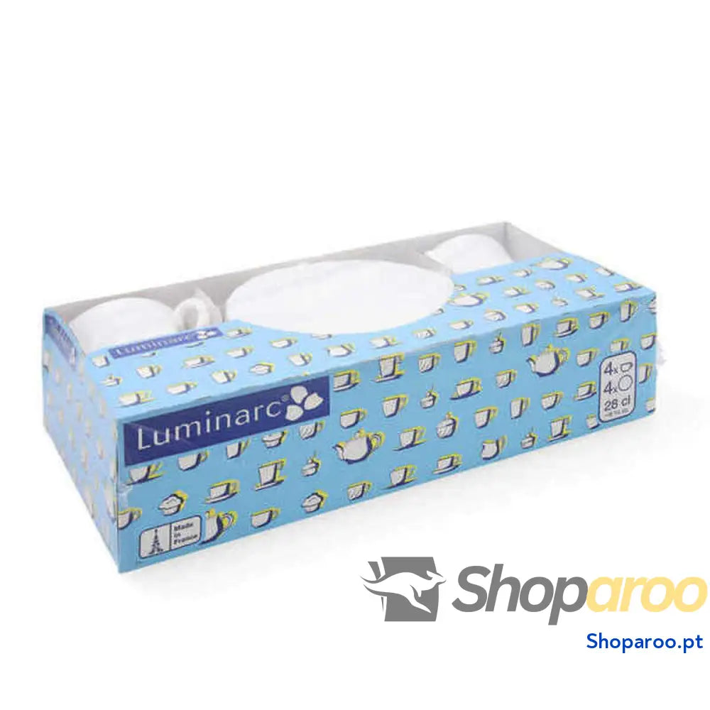 Conjunto de Chávenas com Pratos Luminarc 00106 (4 pcs) Branco Vidro 280 ml Peças)