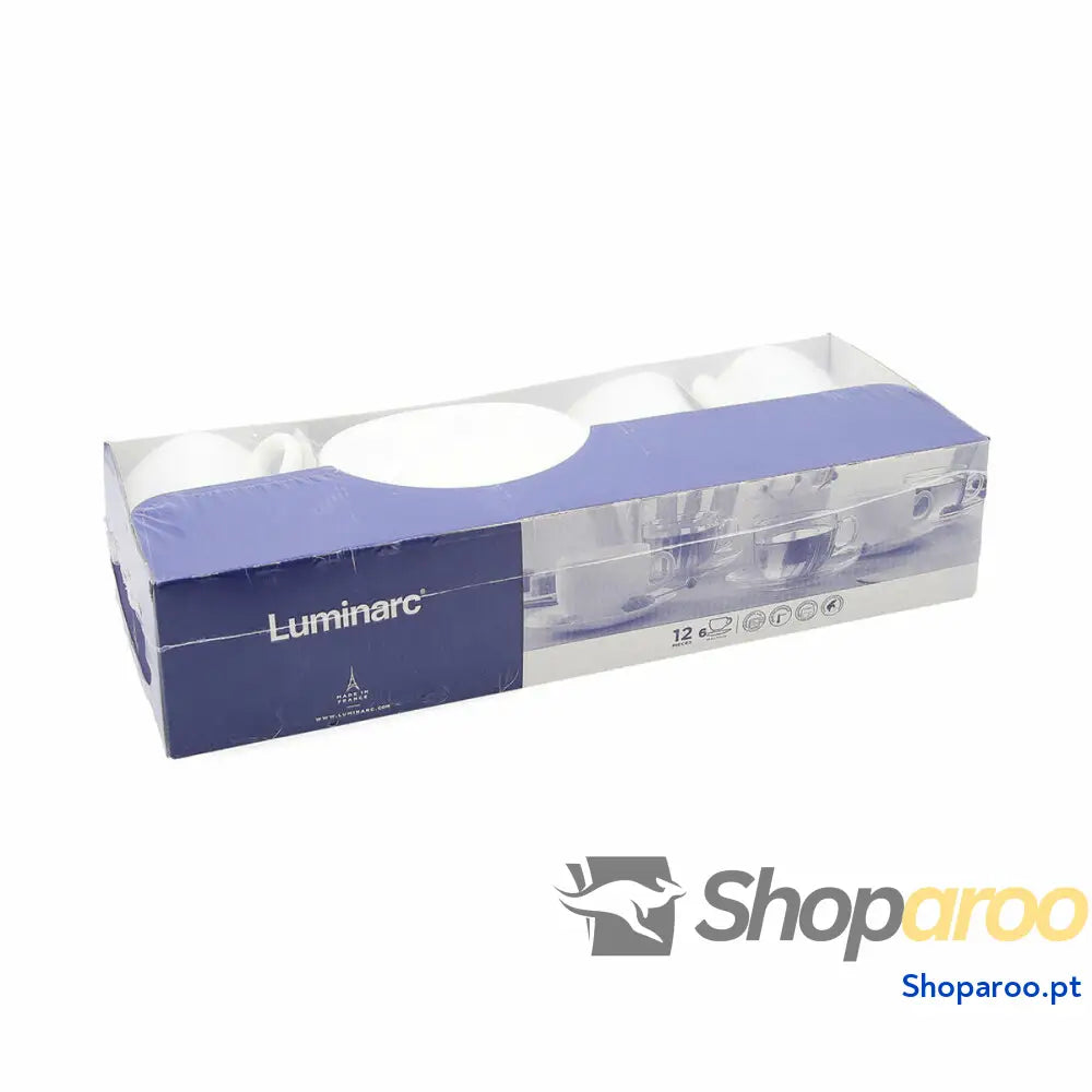 Conjunto de Chávenas com Pratos Luminarc 04998 (12 pcs) Branco Vidro 220 ml Peças)