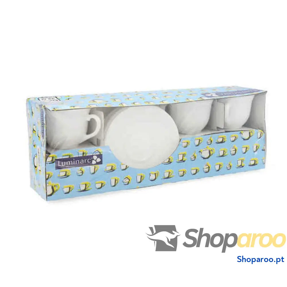 Conjunto de Chávenas com Pratos Luminarc Trianon (6 pcs) Branco Vidro 220 ml (12 Peças)