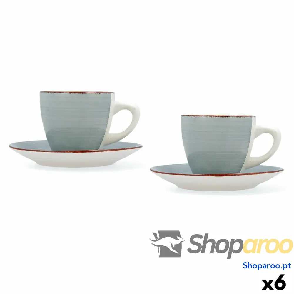Conjunto de Chávenas com Pratos Quid Vita Morning Azul Cerâmica (4 Peças) (6 Unidades)