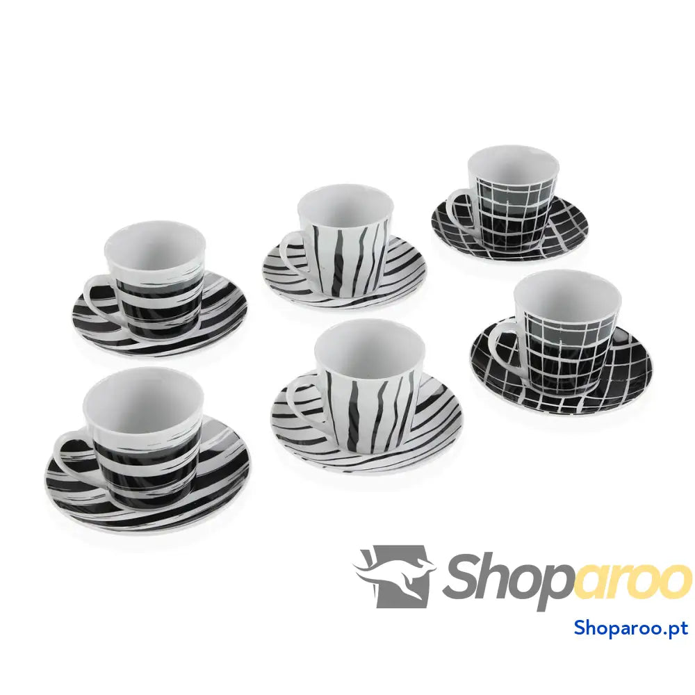 Conjunto de Chávenas com Pratos Versa Preto Porcelana