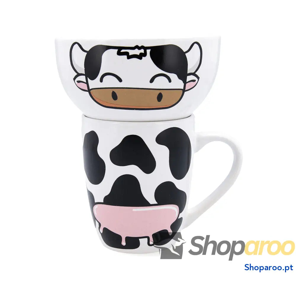 Conjunto de Chávenas Quid Zoo Multicolor Cerâmica Vaca