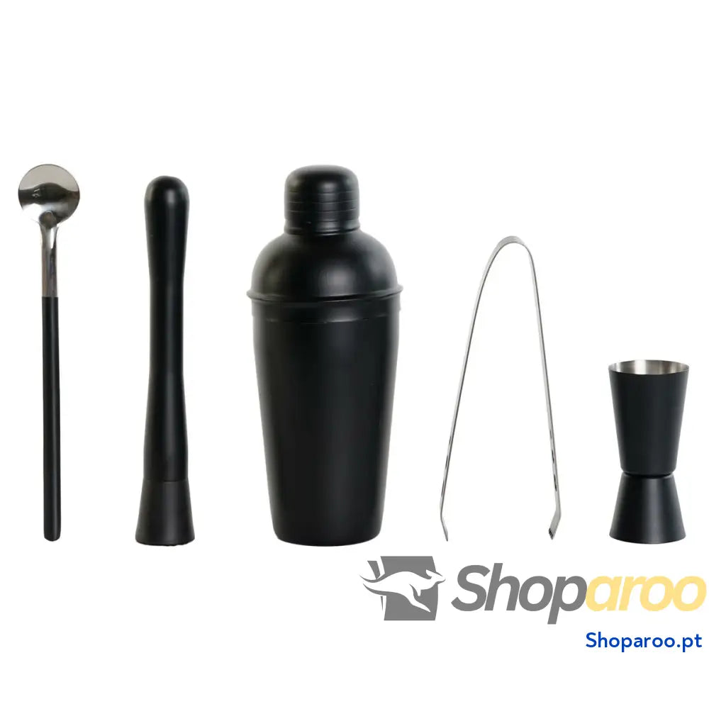 Conjunto de Cocktail DKD Home Decor Preto Aço inoxidável 500 ml 8 x 8 x 20 cm