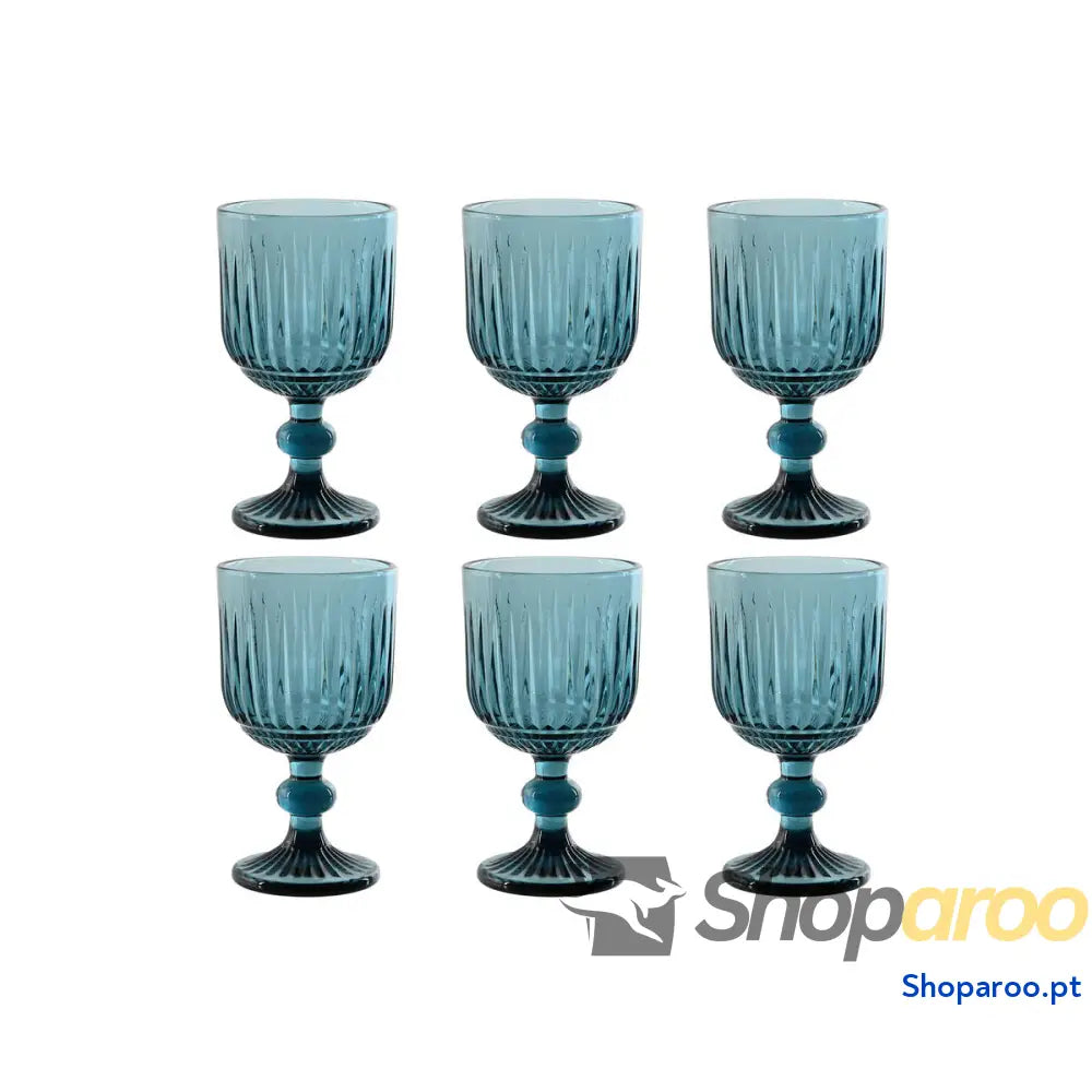 Conjunto de Copos Home ESPRIT Azul Cristal 8 x 14,5 cm (6 Unidades)