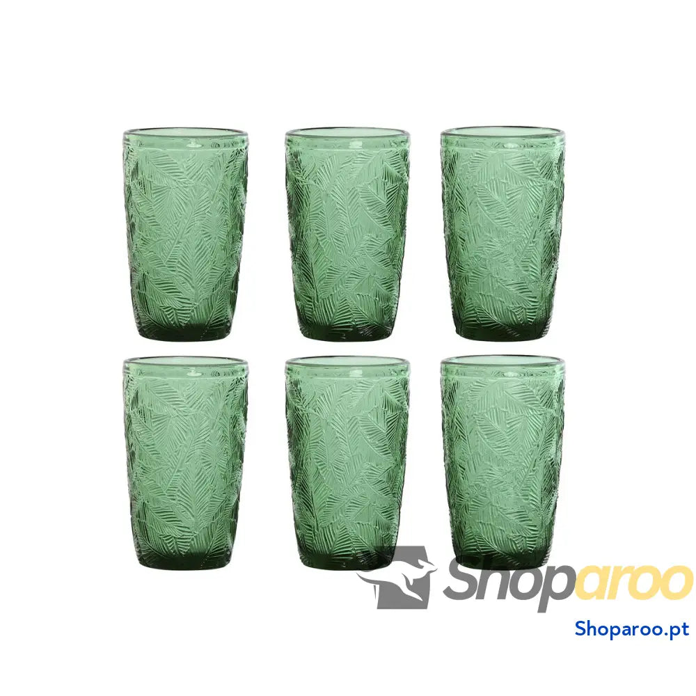Conjunto de Copos Home ESPRIT Verde Cristal Com relevo 370 ml (6 Unidades)
