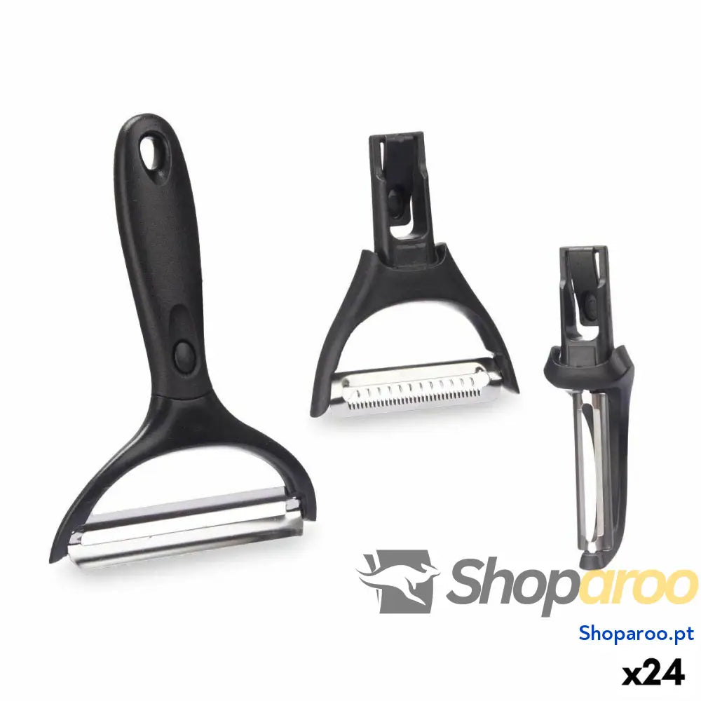 Conjunto de descascadores Kinvara KT190129 Aço inoxidável Polipropileno ABS Cabeças intercambiáveis 3 Peças (24 Unidades)