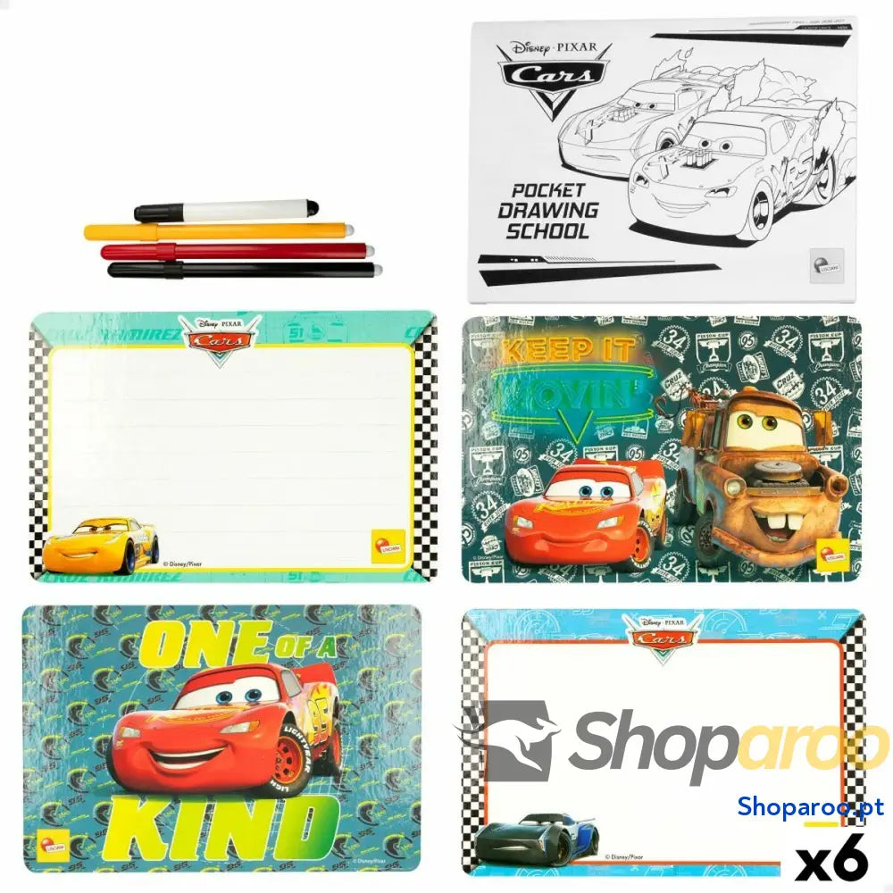 Conjunto de Desenho Cars Pocket Drawing School (6 Unidades)