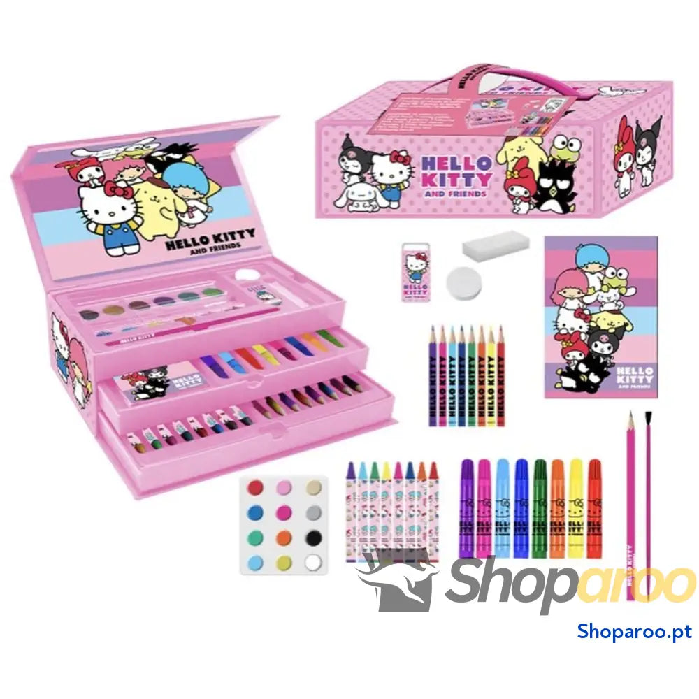 Conjunto de Desenho Hello Kitty Cor de Rosa