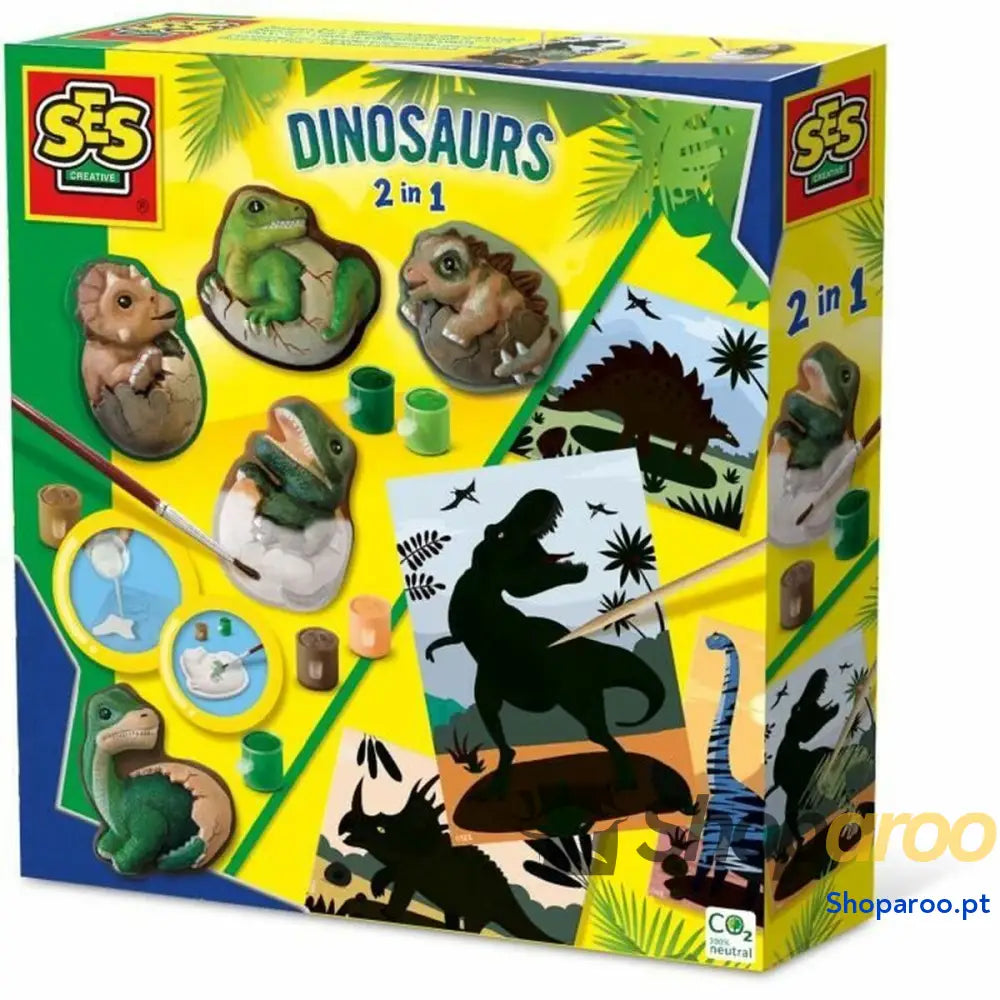 Conjunto de Desenho SES Creative 2 in 1 Dinosaurs