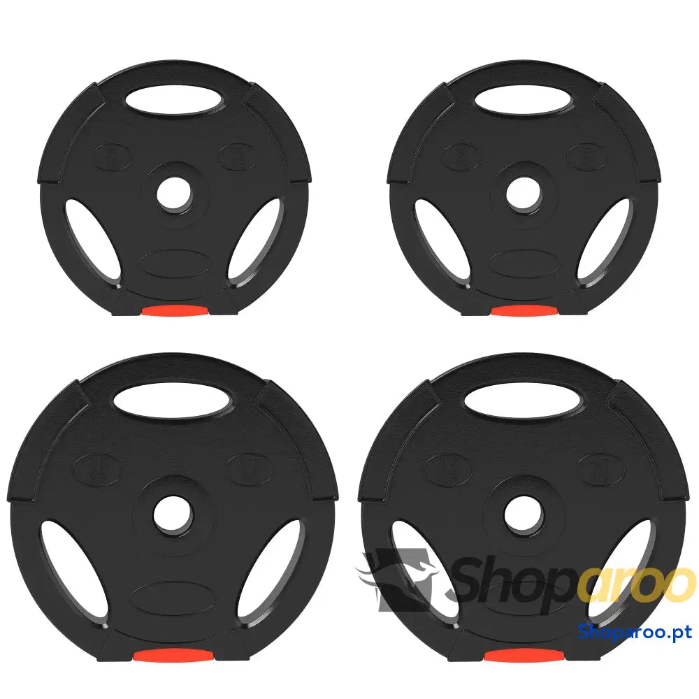 Conjunto de Discos Pesos 4 Peças 2x10 kg e 2x5 com Orifícios 2,5 cm Preto