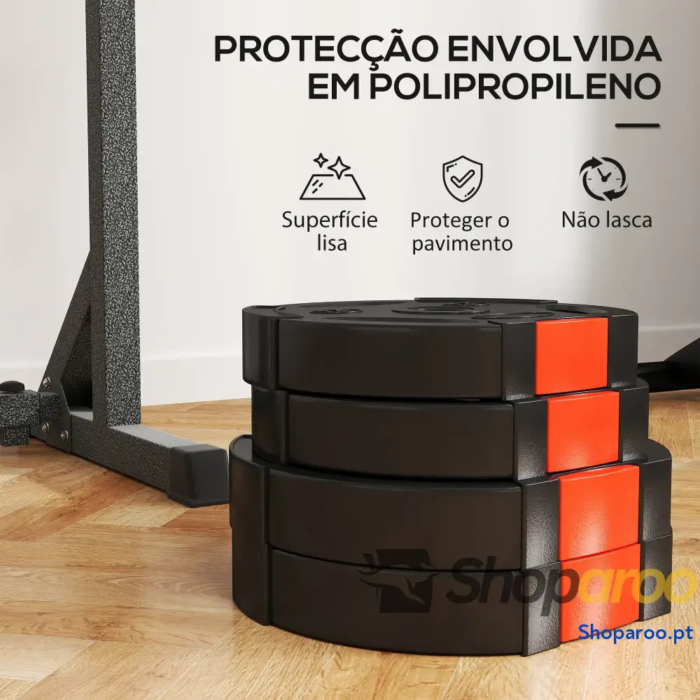 Conjunto de Discos Pesos 4 Peças 2x10 kg e 2x5 com Orifícios 2,5 cm Preto