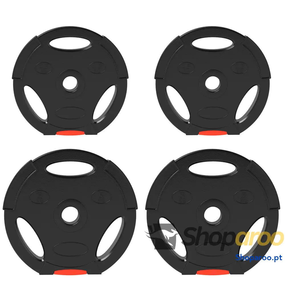 Conjunto de Discos Pesos 4 Peças 2x10 kg e 2x5 com Orifícios 2,5 cm Preto