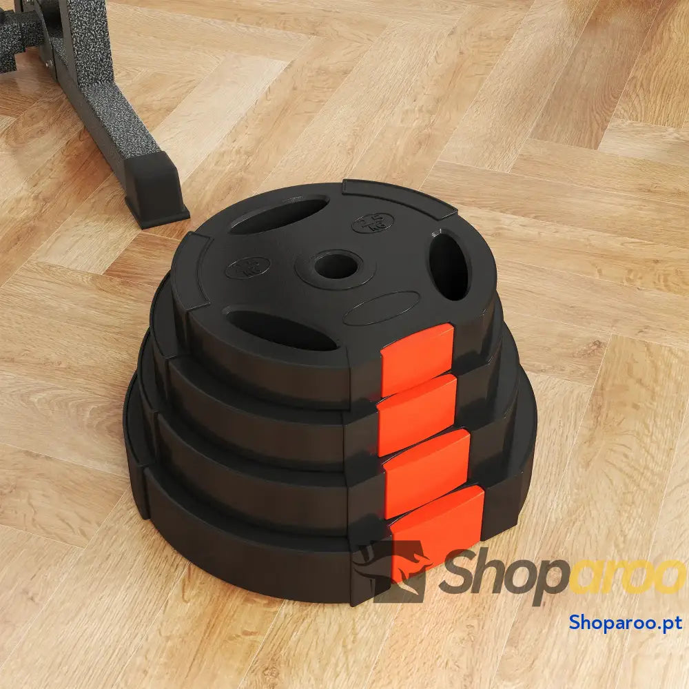 Conjunto de Discos Pesos 4 Peças 2x10 kg e 2x5 com Orifícios 2,5 cm Preto