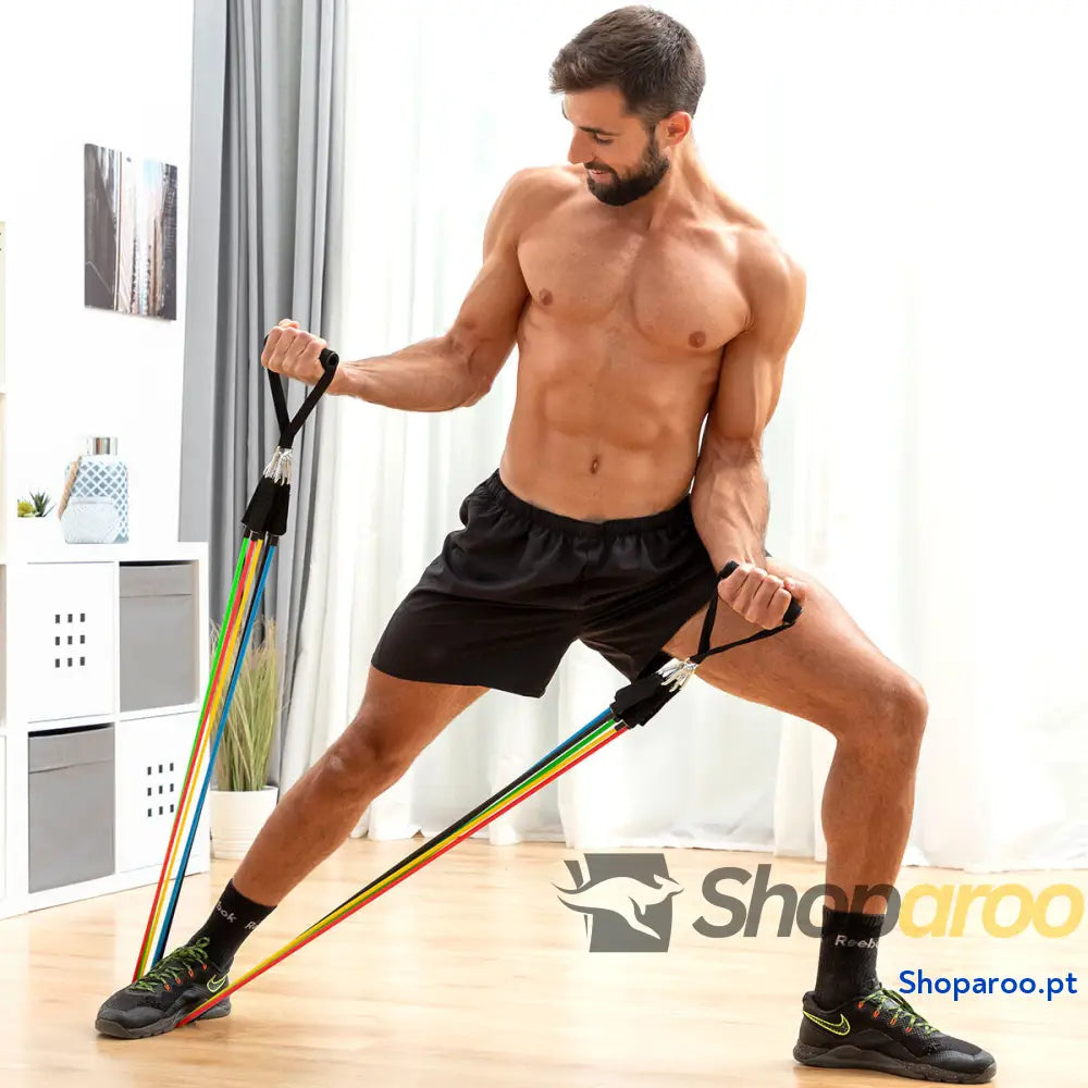 Conjunto de Elásticos de Resistência com Acessórios e Guia de Exercícios Rebainer InnovaGoods 5 Unidades