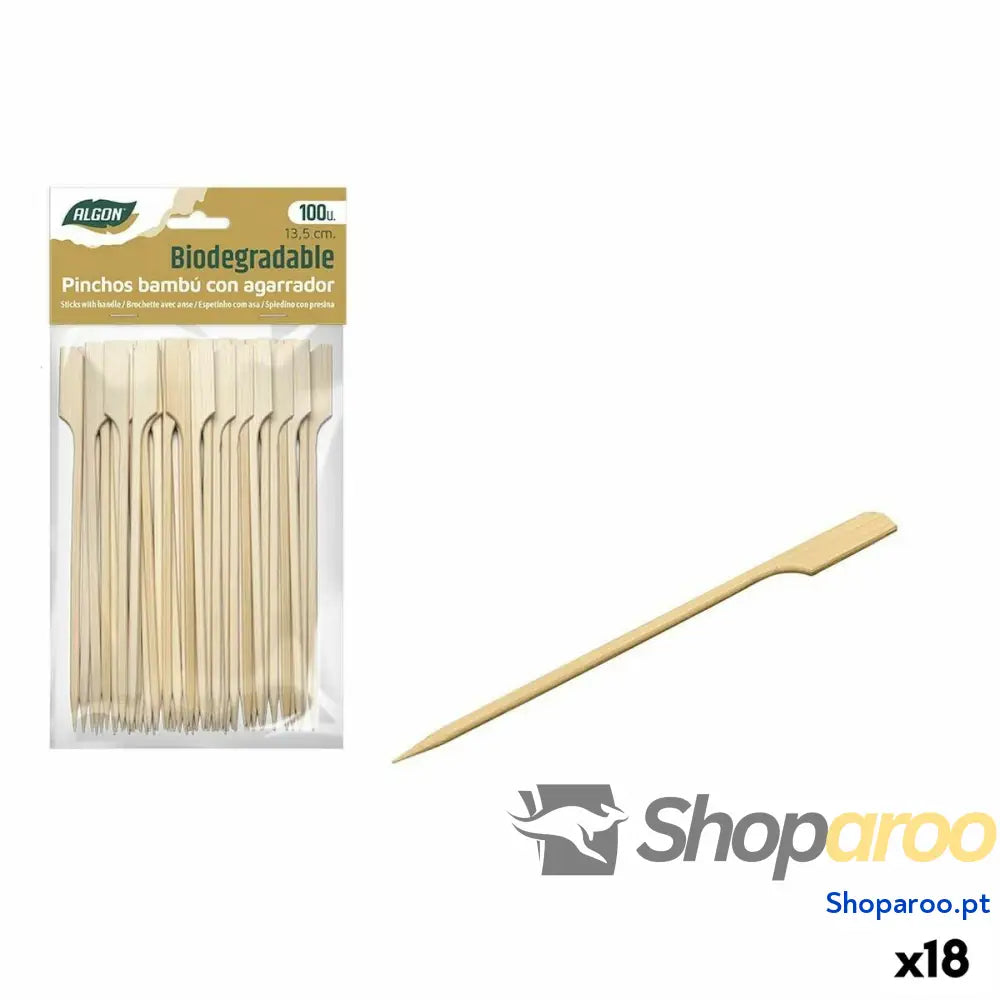 Conjunto de Espetos para Churrascos Algon Bambu 100 Peças 13,5 cm (18 Unidades)