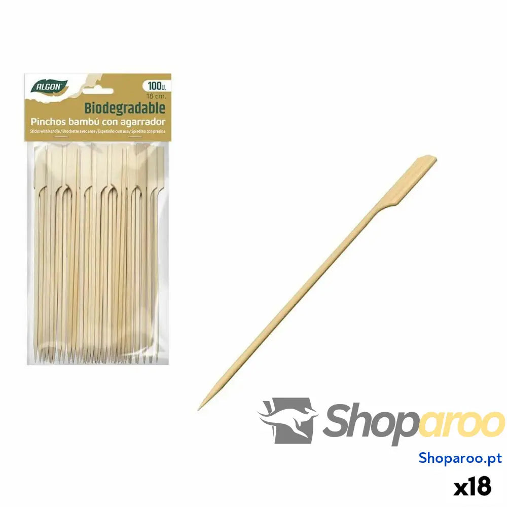 Conjunto de Espetos para Churrascos Algon Bambu 100 Peças 18 cm (18 Unidades)
