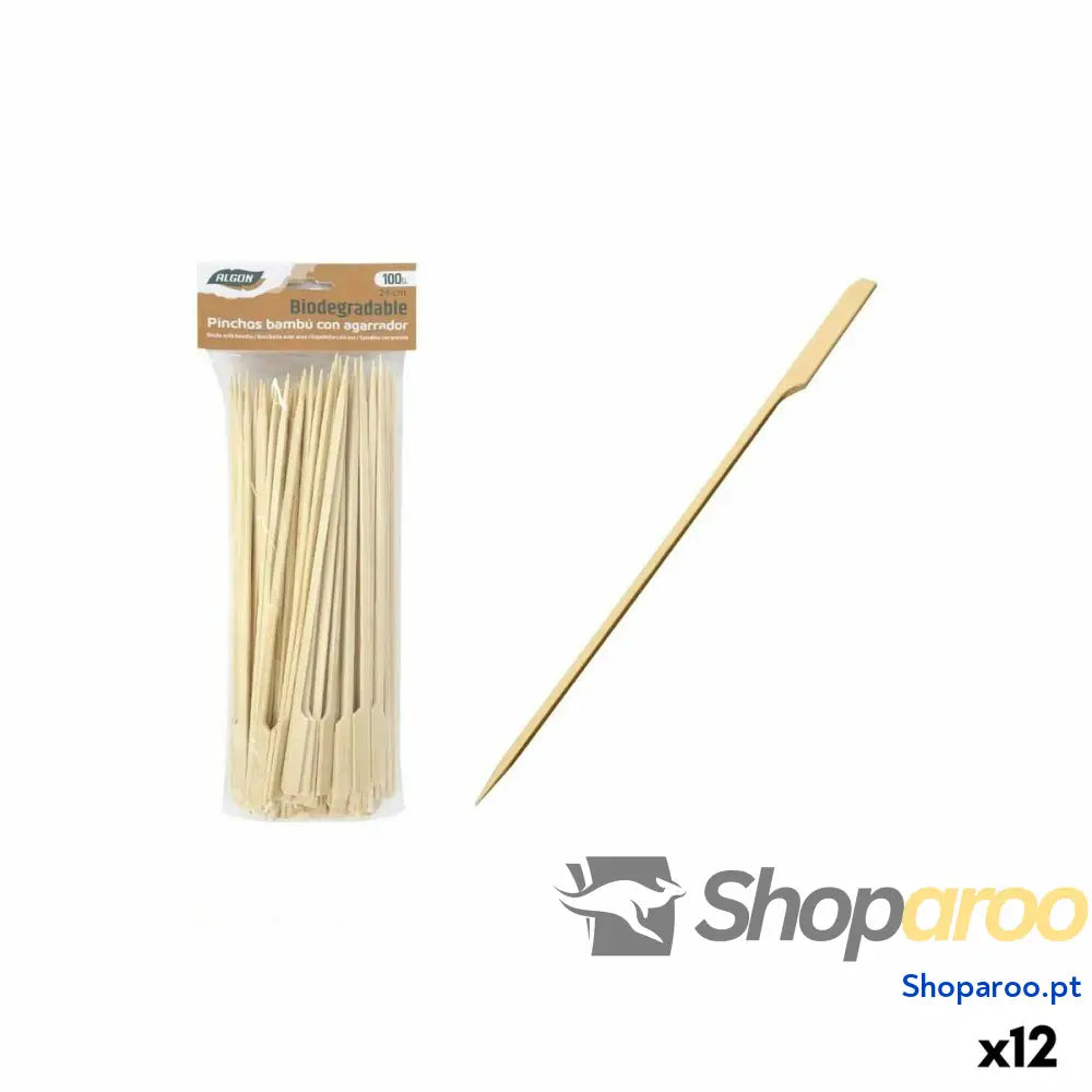 Conjunto de Espetos para Churrascos Algon Bambu 100 Peças 24 cm (12 Unidades)