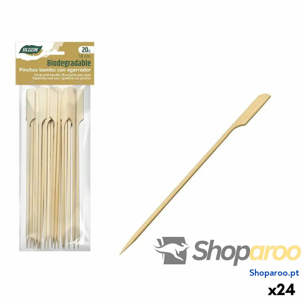 Conjunto de Espetos para Churrascos Algon Bambu 20 Peças 18 cm (24 Unidades)