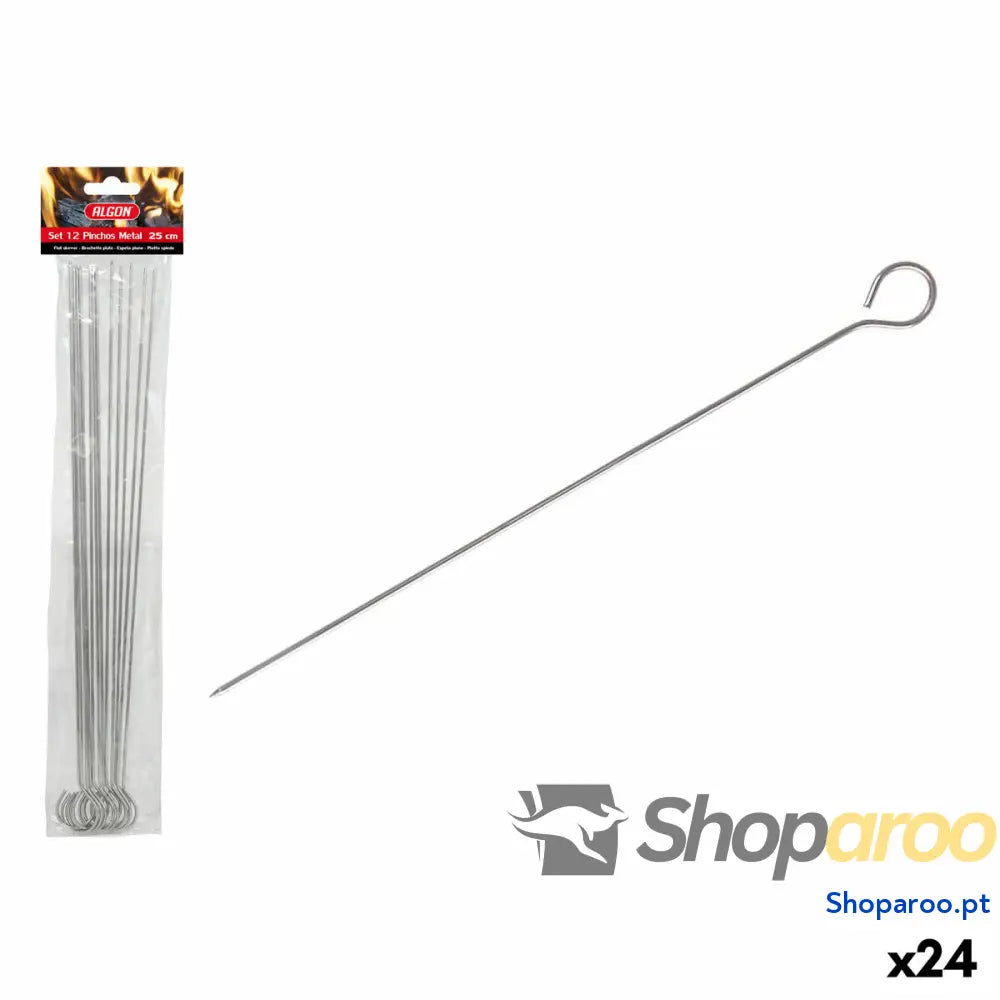 Conjunto de Espetos para Churrascos Algon Metal 25 cm 12 Peças (24 Unidades)