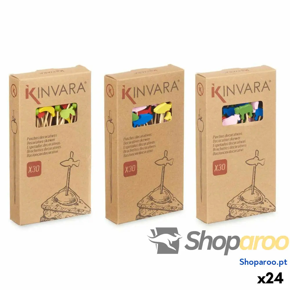 Conjunto de Espetos para Churrascos Kinvara 47527 Bambu 2,5 x 0,4 x 12,5 cm Espeto Decorado (24 Unidades)