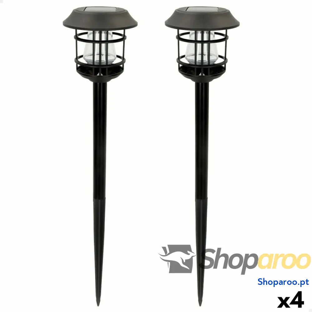 Conjunto de estacas solares de jardim Aktive 2 Peças Aço inoxidável Plástico 13 x 55 x 13 cm (4 Unidades)