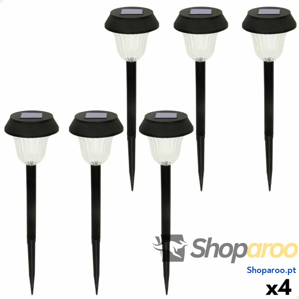 Conjunto de estacas solares de jardim Aktive 6 Peças Aço inoxidável Plástico 10 x 38 x 10 cm (4 Unidades)