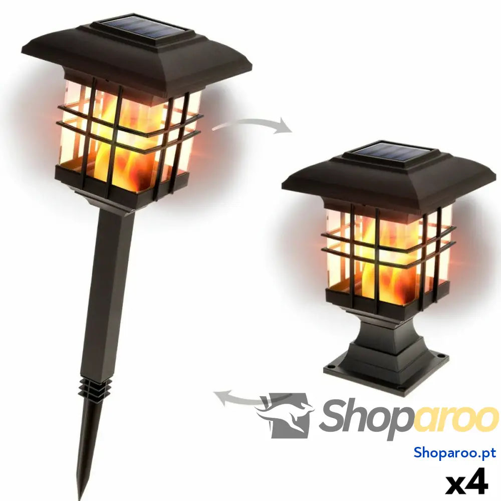 Conjunto de estacas solares de jardim Aktive Plástico 13,5 x 46 x 13,5 cm (4 Unidades)