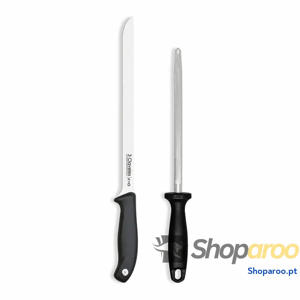 Conjunto de faca para presunto e chaira 3 Claveles Evo 25 cm 2 Peças