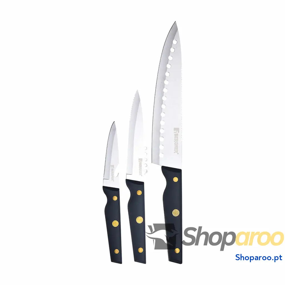 Conjunto de Facas Bergner Pro Reeco BG41026DBL Aço inoxidável ABS 3 Peças