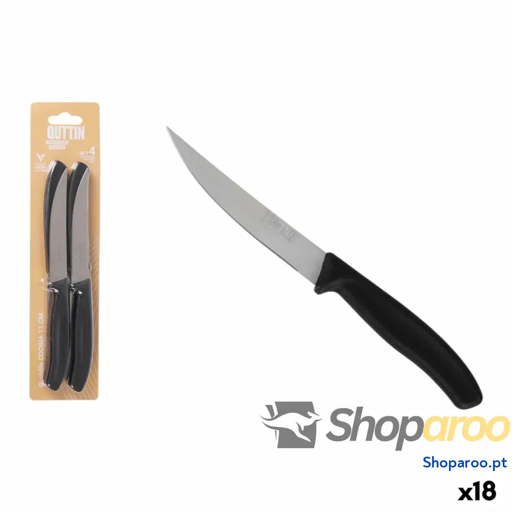 Conjunto de Facas para Carne Quttin 11 cm Preto Prateado Aço inoxidável 4 Peças (18 Unidades)