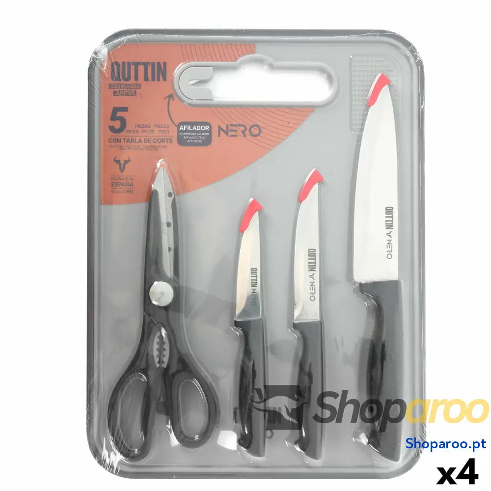 Conjunto de Facas Quttin Nero 5 Peças (4 Unidades)