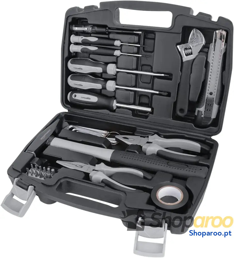 Conjunto de ferramentas para casa plástico preto/cinzento 32 unidades