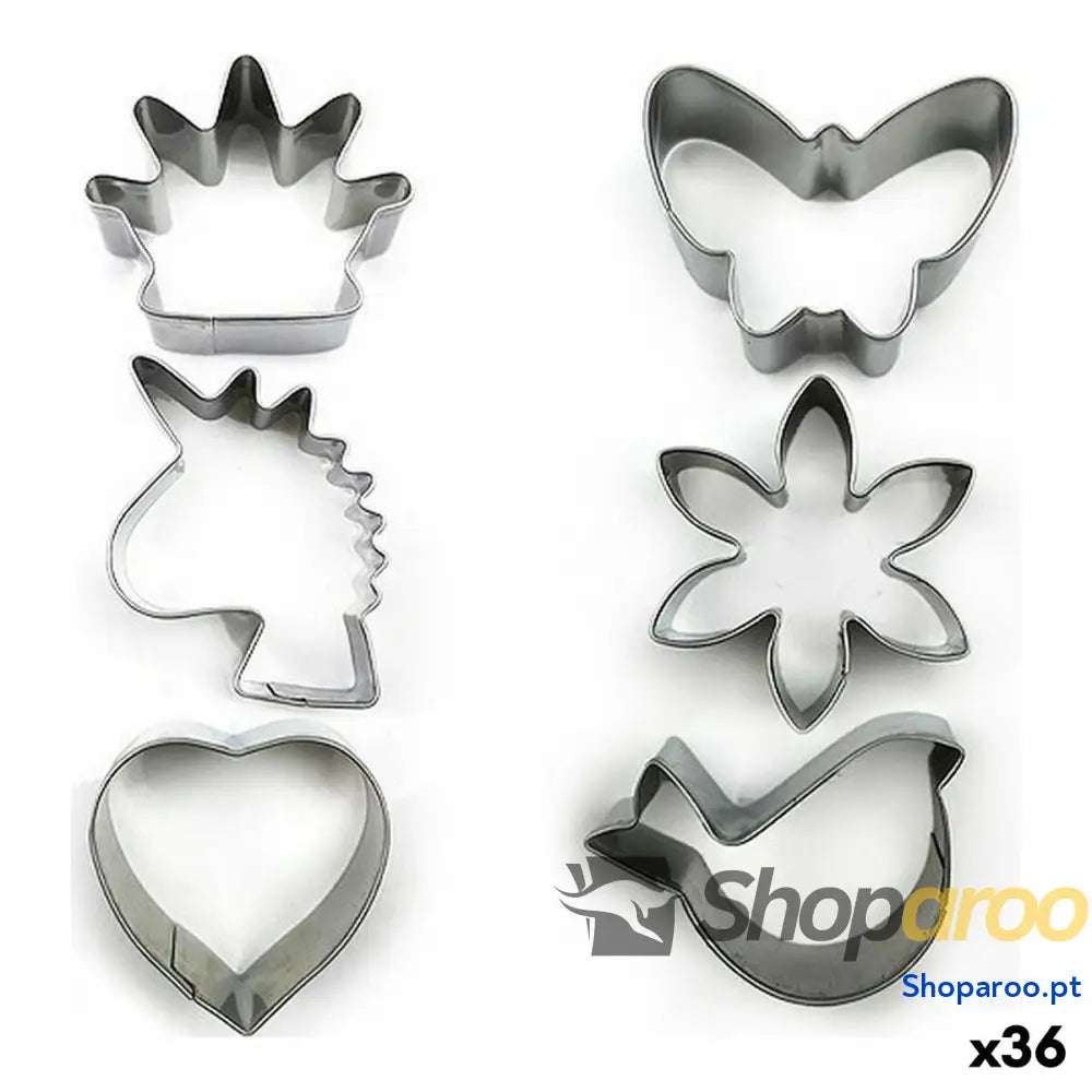 Conjunto de Formas para Pastelaria Aço inoxidável Prateado 3 Peças (36 Unidades) (3 pcs)