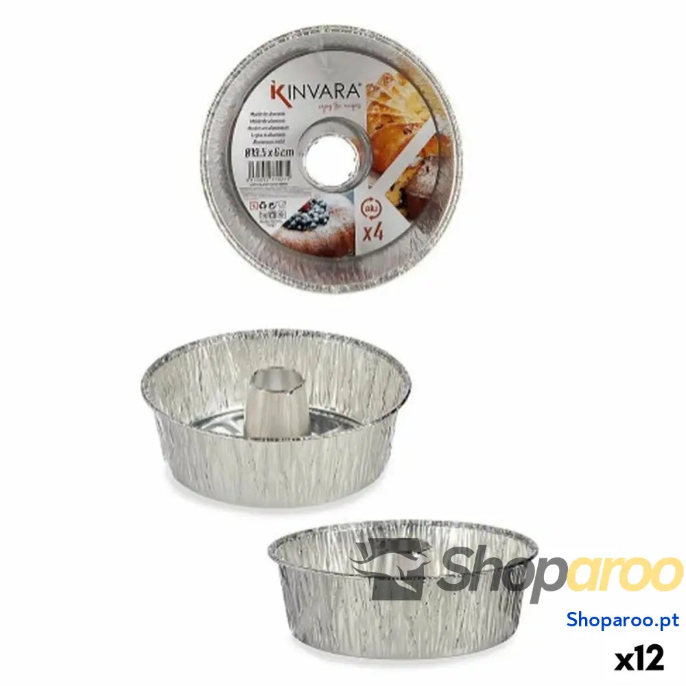 Conjunto de Formas para Pastelaria Kinvara 30286C Prateado Alumínio 19,5 x 6 cm 4 Peças (12 Unidades)