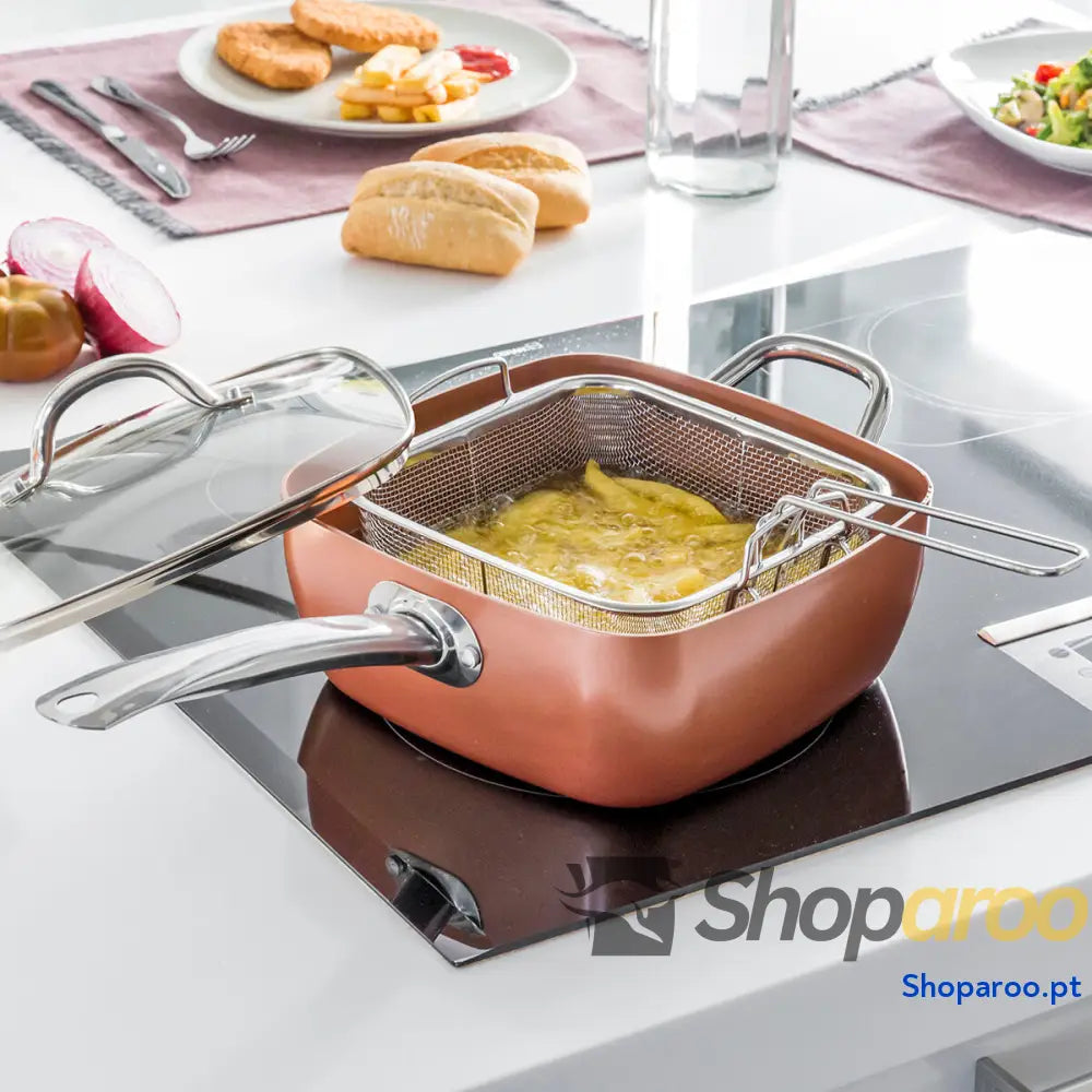 Conjunto de Frigideira Multifunções 5 em 1 Copper Coppans InnovaGoods 4 Peças