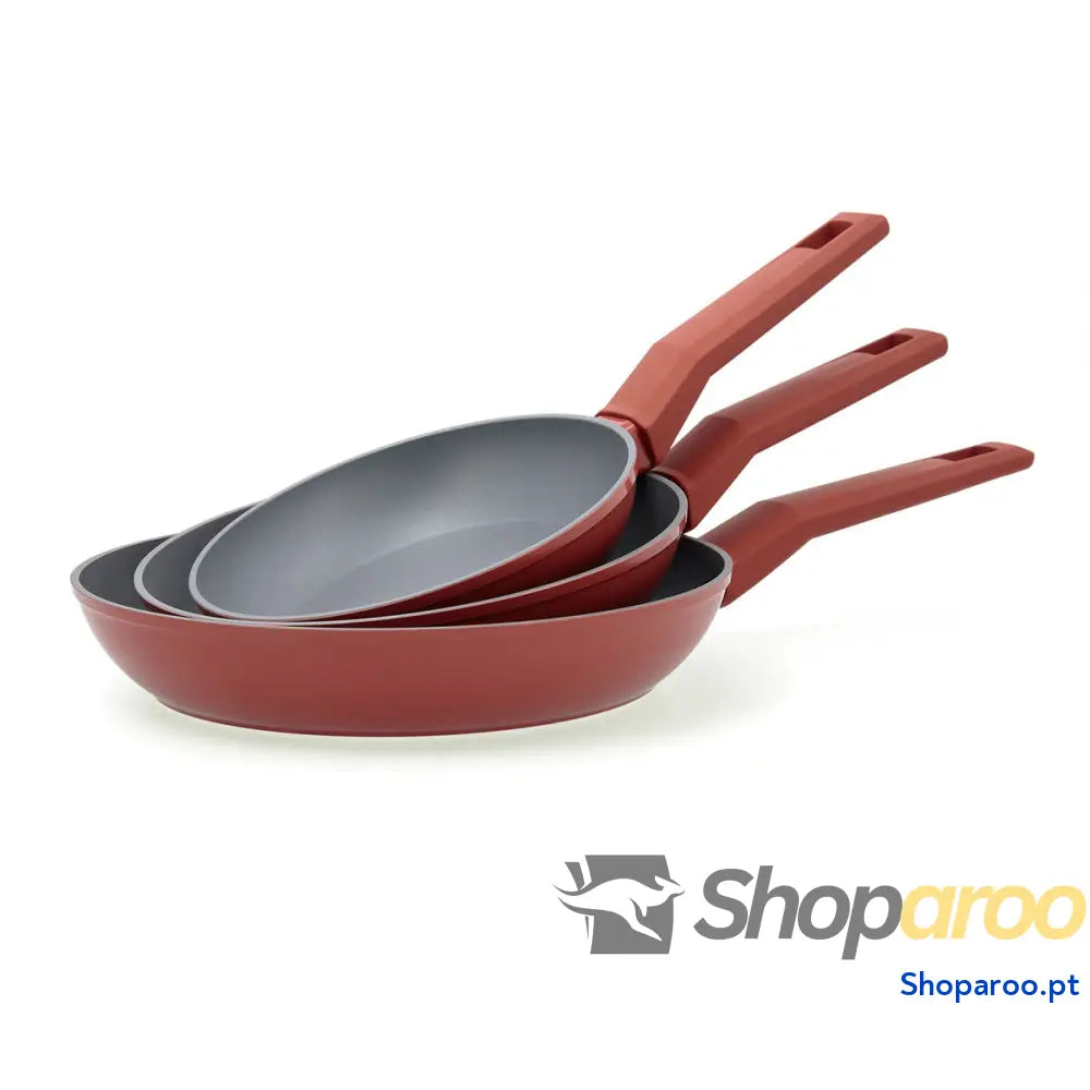Conjunto de Frigideiras Bidasoa Zocco Cinzento Terracota Metal 3 Peças