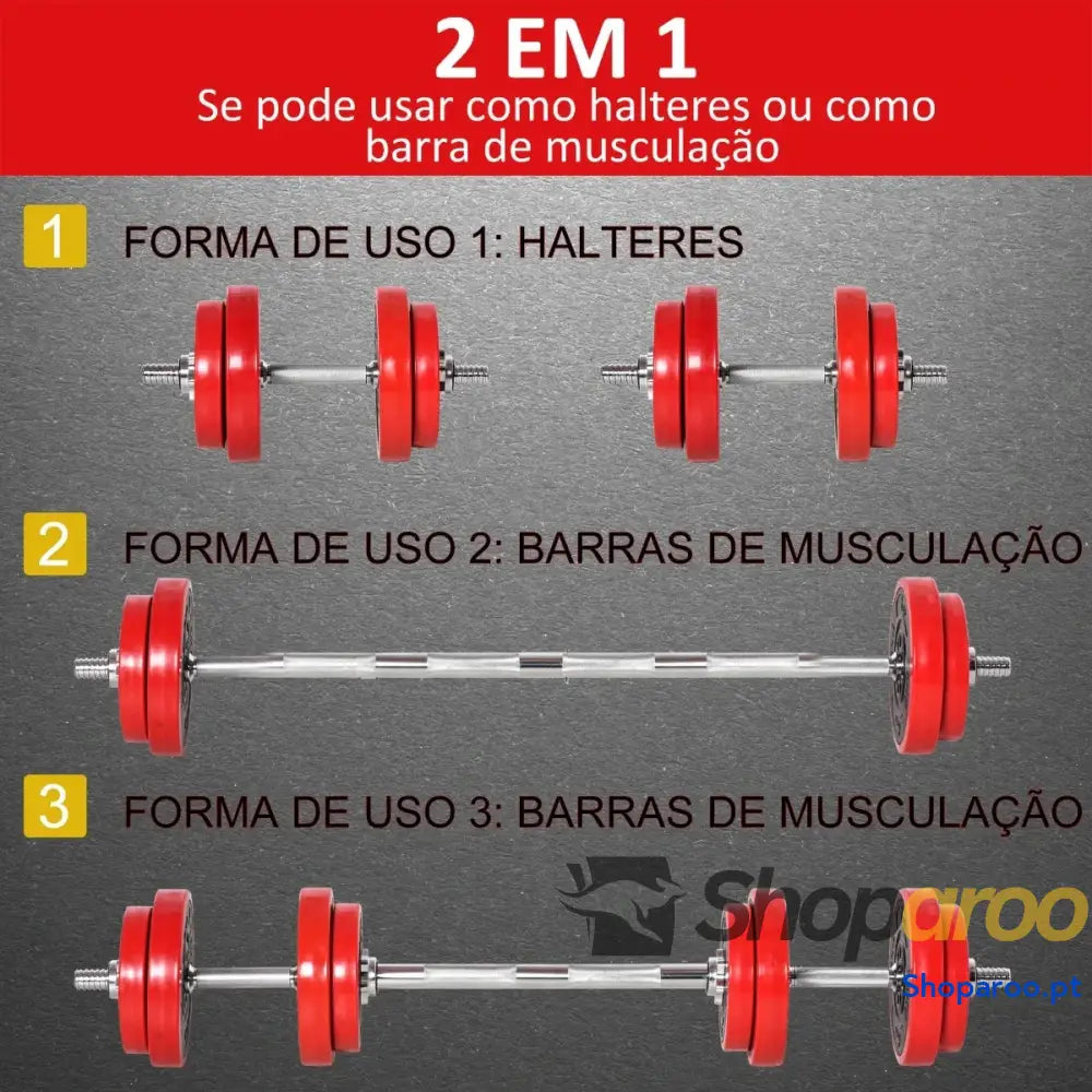 Conjunto de Halteres Ajustáveis 20kg para Treino em Casa ou Academia