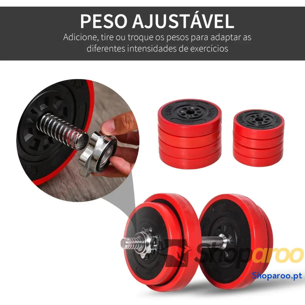 Conjunto de Halteres Ajustáveis 20kg para Treino em Casa ou Academia