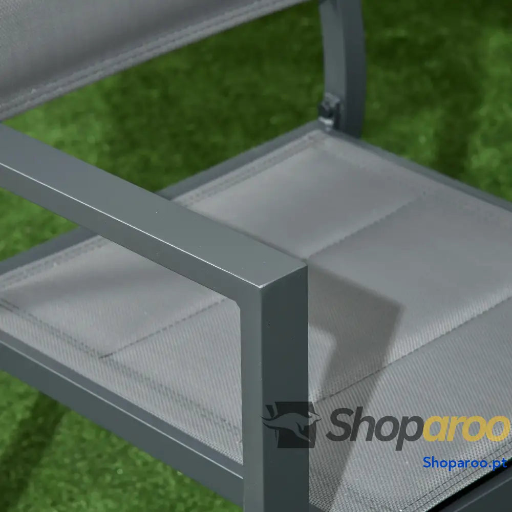 Conjunto de Jardim Refeição 7 Peças com Mesa Extensível e 6 Cadeiras Empilháveis 90-180x89x74cm Cinza