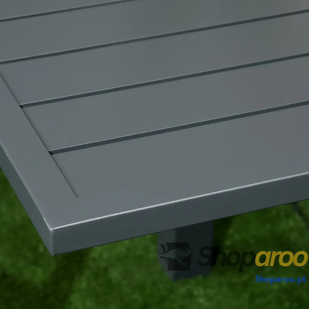 Conjunto de Jardim Refeição 7 Peças com Mesa Extensível e 6 Cadeiras Empilháveis 90-180x89x74cm Cinza