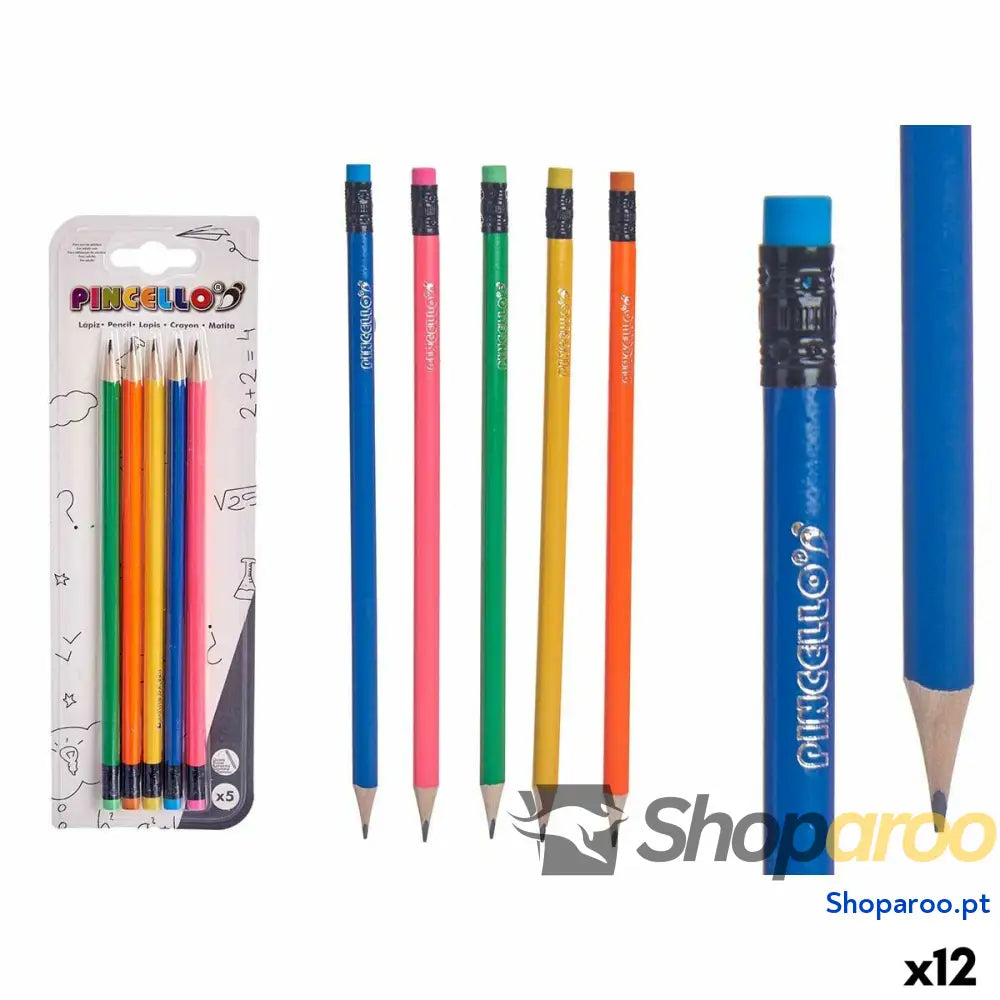 Conjunto de Lápis Pincello 474 Amarelo Azul Vermelho Verde Laranja (12 Unidades)