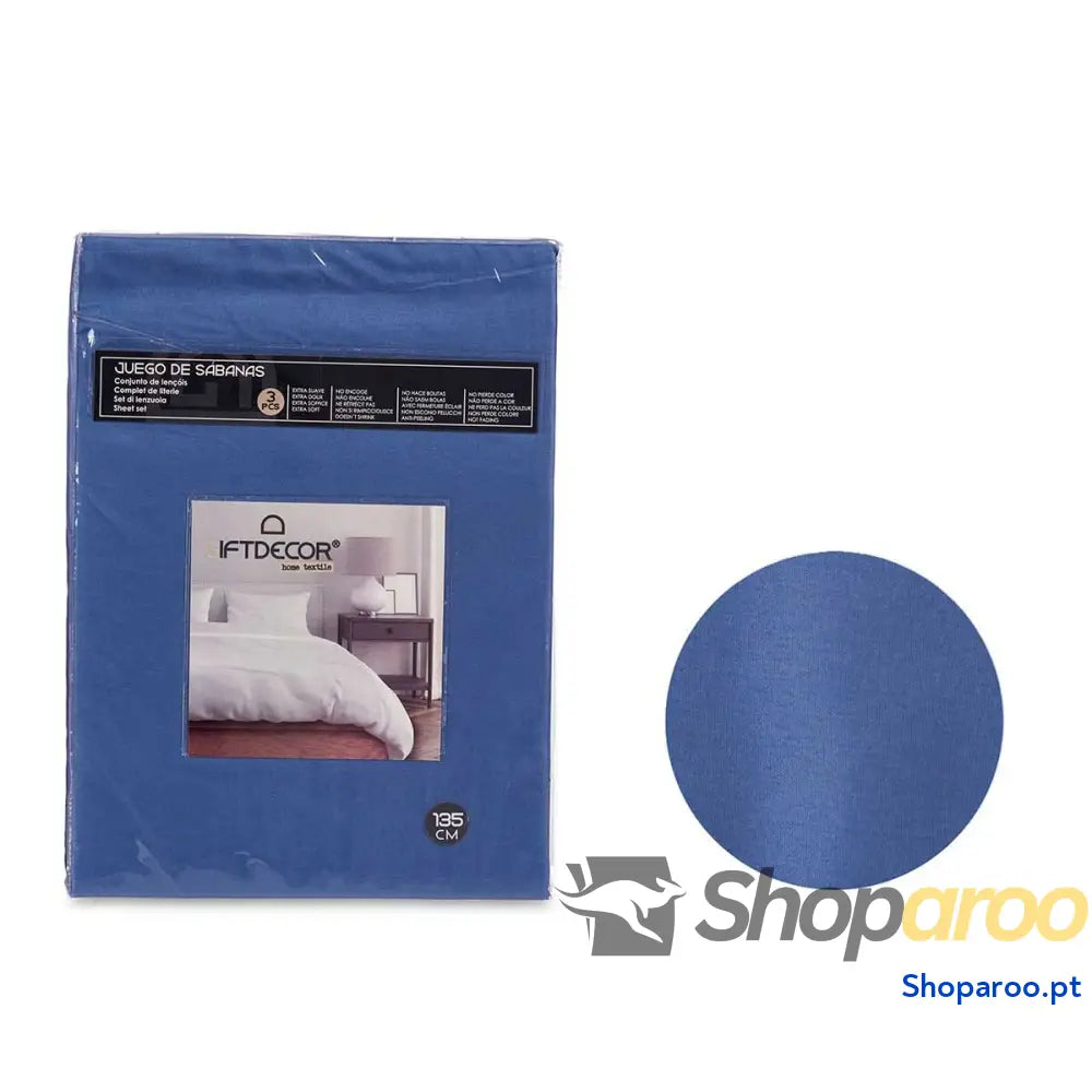 Conjunto de Lençóis Azul Casal 3 Peças