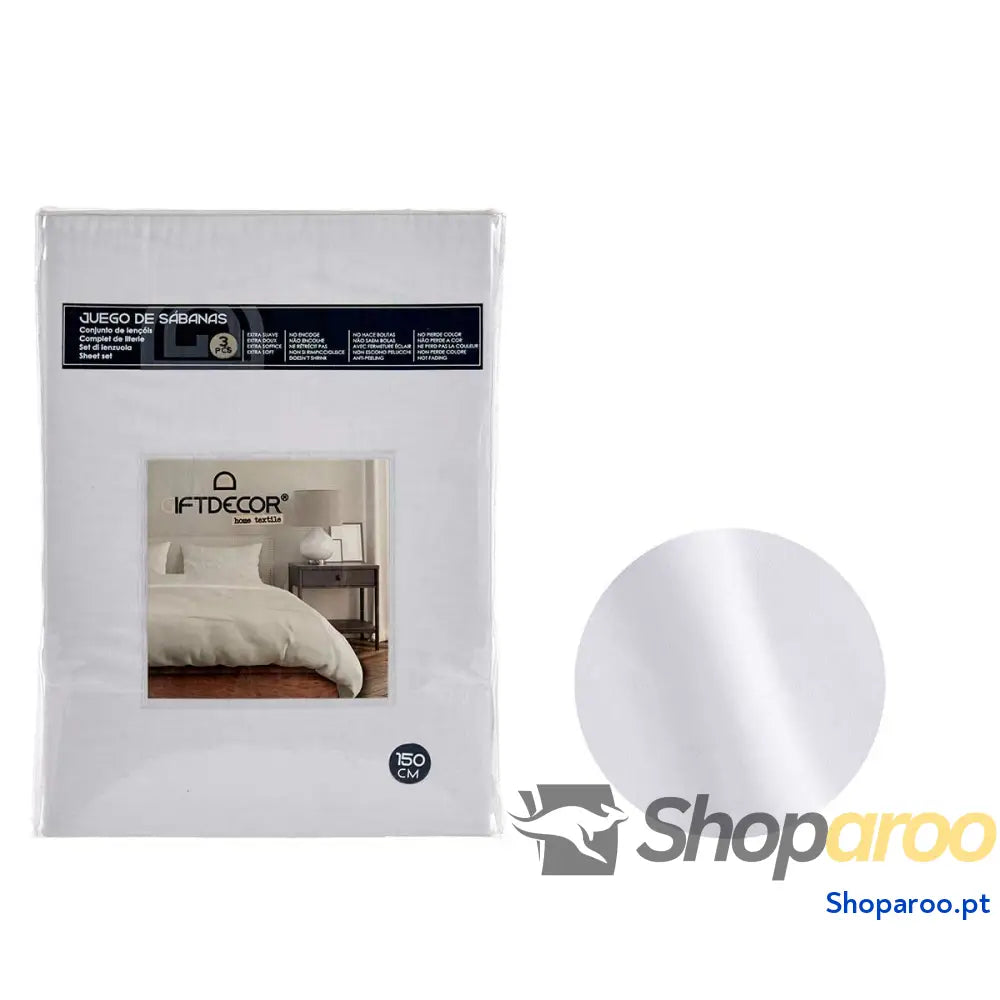 Conjunto de Lençóis Branco 3 Peças
