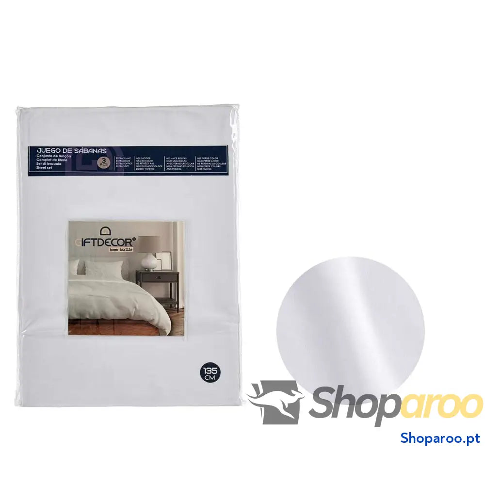 Conjunto de Lençóis Branco Casal 3 Peças