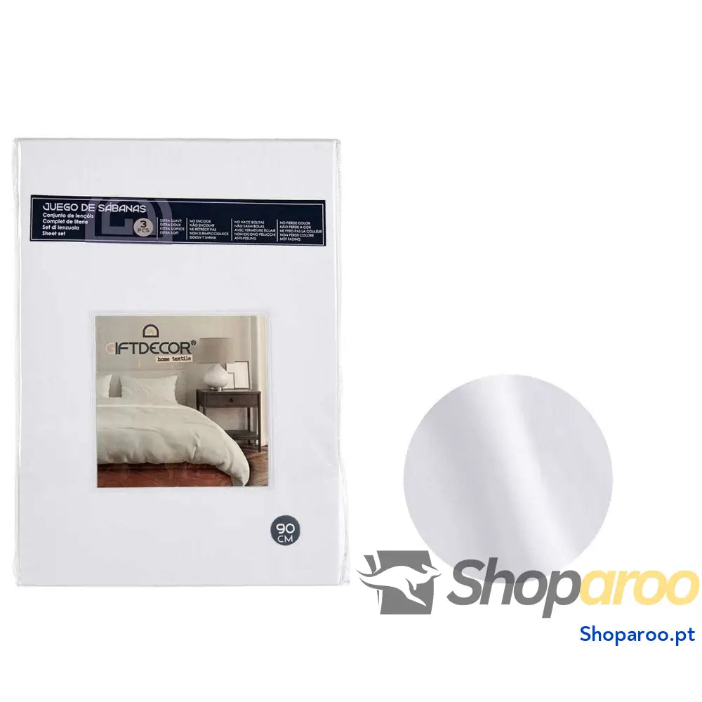 Conjunto de Lençóis Branco Solteiro 3 Peças