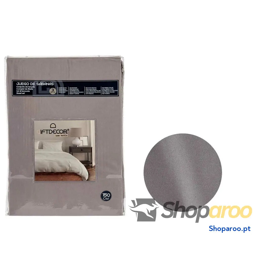 Conjunto de Lençóis Cinzento escuro Casal 3 Peças
