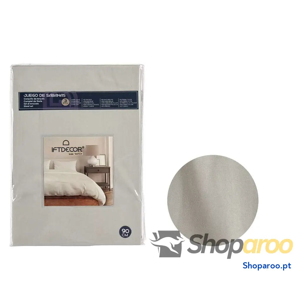Conjunto de Lençóis Cinzento Solteiro 3 Peças