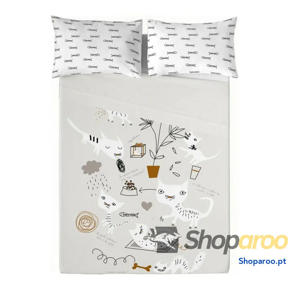 Conjunto de Lençóis Panzup Gatos 2 Solteiro 160 x 270 cm